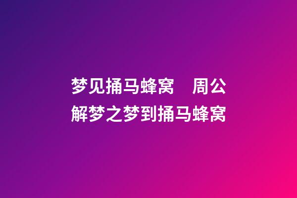 梦见捅马蜂窝　周公解梦之梦到捅马蜂窝